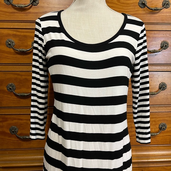 ‘#20 Calvin Klein Navy Blue and White Stripped Maxi Dress Size 6 EUC - Picture 7 of 14